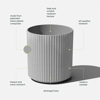 Veradek Demi Series Round Planter for Porch, Patio, Backyard | Durable Plastic-Stone Composite Material | Modern Décor for Tall Plants, Flowers