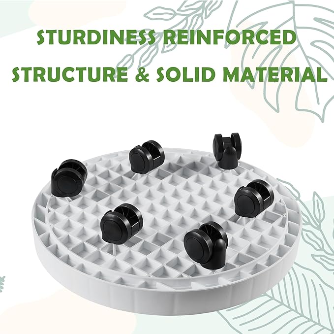 12.6 Inch Planter Caddies Rolling Saucer Caddy with Wheels, Heavy Duty Wheeled Stand for Potted Plant, Round Coaster Roller Base Tray with Casters, Flower Pot Dolly Holder for Indoor Outdoor