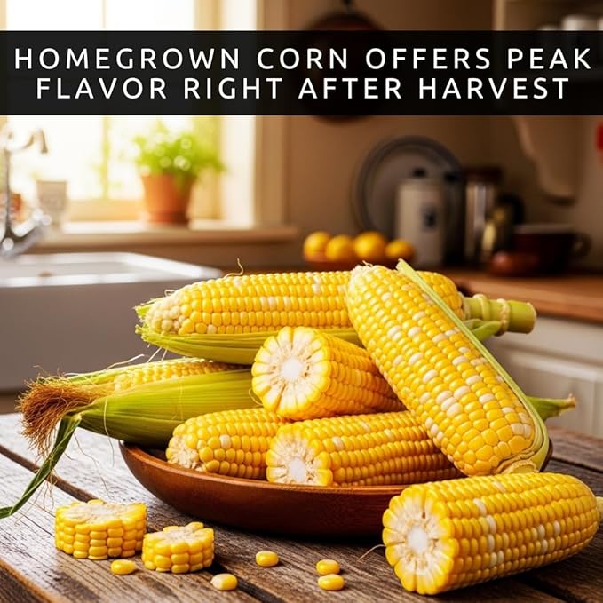 Peaches and Cream Sweet Corn Seeds (250+ Seeds) – Bicolor Yellow and White Kernels, Sugary Enhanced Hybrid for Home Gardens, Tender Sweet Flavor, Summer Harvest Vegetable Seed