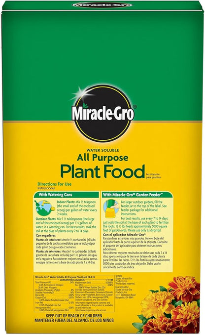 Miracle-Gro Water Soluble All Purpose Plant Food - Fertilizer for All Indoor or Outdoor Plants Including Roses, Flowers, Vegetables, Houseplants, Trees, and Shrubs, 12.5 lbs.