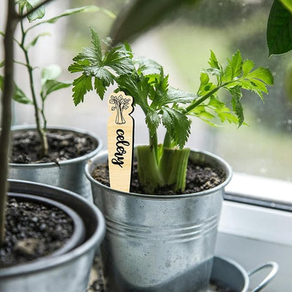 arricraft 15 Pcs Wood Plant Labels, 15 Styles Garden Labels Sign with Vegetable Patterns Vegetable Name Tags Wooden Markers for Indoor and Outdoor Plants Vegetables Seed Potting 6×1inch