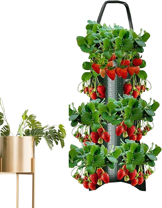 Shakven Upside Down Planter Tomato Herb Strawberry Grow Bags | 8 Hanging Grow Bags for Tomato Chili Herb Strawberry,Hanging Aeration Fabric Strawberry Planter Bags for Growing Herbs Flowers
