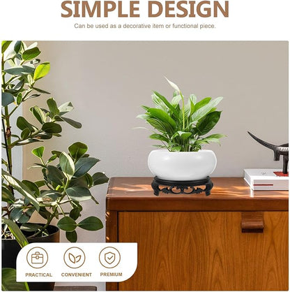 YARNOW Lotus Bowl Planter with Stand, 5.1 Inch Hydroponic Planter Bowl, Ceramic Water Lily Pot for Home Garden Office Decor