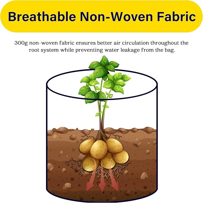 iPower Potato Grow Bags with Flap 6 Pack 10 Gallon, Garden Planting Pot with Durable Handle and Harvest Window, Thickened Nonwoven Fabric Container for Potato, Tomato, Vegetable, Carrot and Fruits