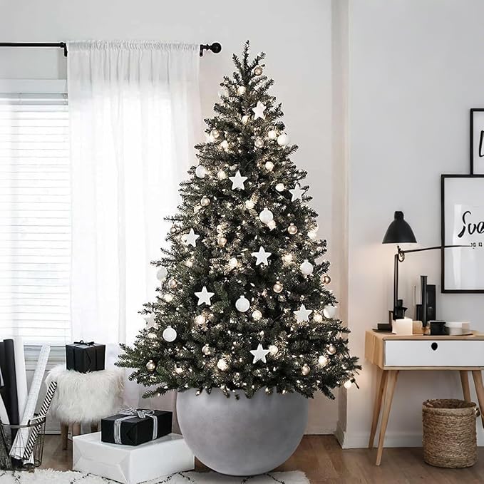 16" Diameter 12" Pot Opening Modern Round Fiberstone Planter with Drainage Hole& Rubber Plug, Indoor/Outdoor Plant Pot for Home Patio Garden, Ideal for Artificial Plants- Medium, Grey