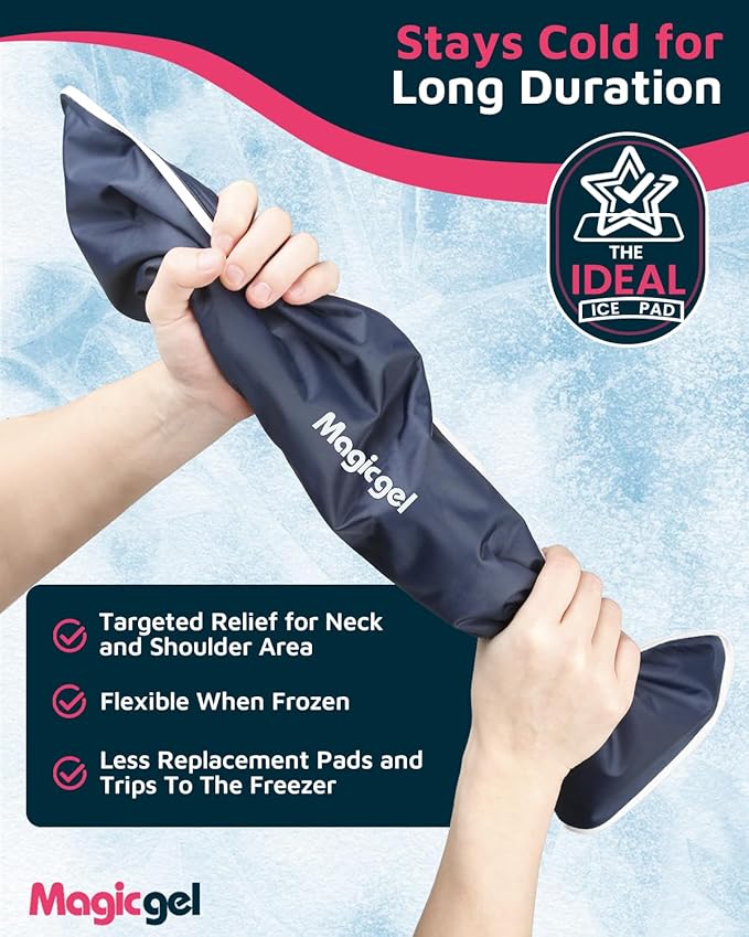 Magic Gel Neck Ice Pack - Shoulder Ice Pack - Cooling Neck Wrap - Cooler Ring - Flexible and Reusable Cold Pad - Lightweight & Comfortable - One Size Fits Most (Gray)