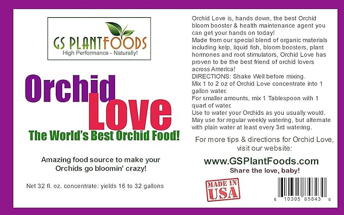 Orchid Love- The World's Greatest Orchid Food!(Net 32 fl oz. concentrate: yields 16 to 32 gallons)