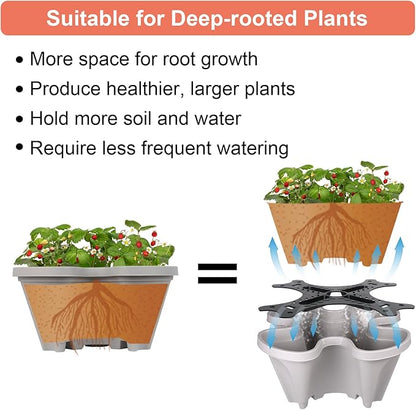 GameXcel Vertical Planter 7 Tier Stackable Planters Garden Planters Strawberry Herb Flower and Vegetable Planter Indoor Outdoor Gardening Pots with Removable Wheels and Tools