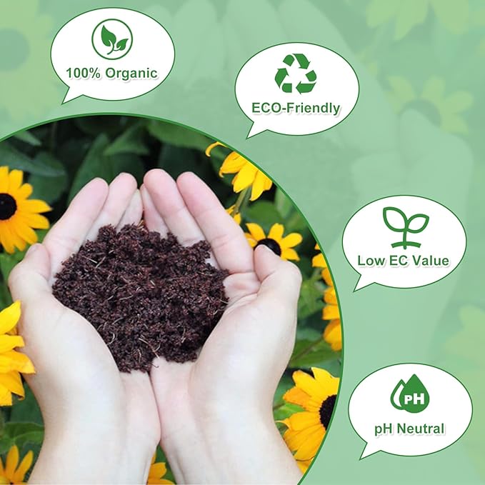 Coco Coir Brick - 4 Pack Natural Compressed Coco Peat Brick Coconut Fiber Substrate with Low EC and pH Balance for Vegetables, Flowers, House Plants, Herbs, Gardening Supplies