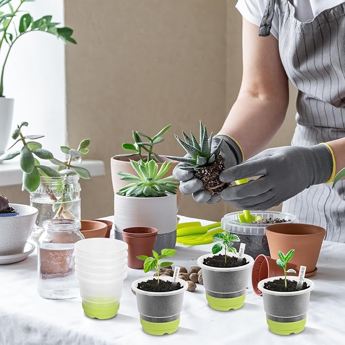 Sckee Clear Nursery Pots for Plants,30 Packs 4 inch Plastic Plant Pot Seedling Pots with Drainage Holes Silicone Base