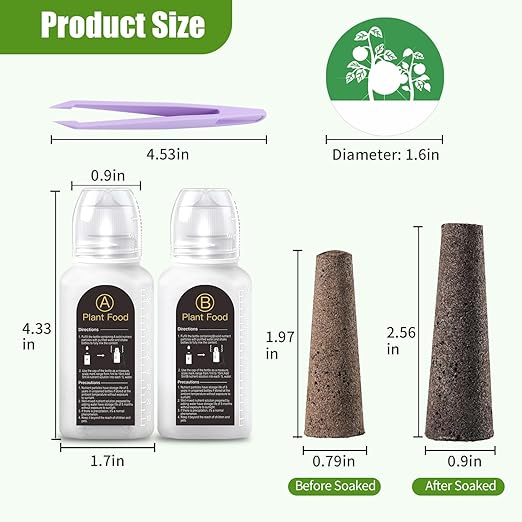 51 Pcs Grow Sponges and Nutrients for Hydroponics Plant Food Compatible with Aero Garden and All Brands - Seed Pods Lables and Indoor Plant Fertilizer for Indoor Garden Hydroponics Growing System