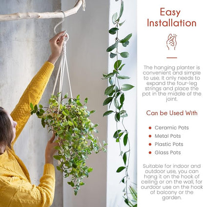 feedee Macrame Plant Hangers for Plants - 6 Pack Macromay Plant Hangers for Indoor Plant Hanger, Boho & Home Decor