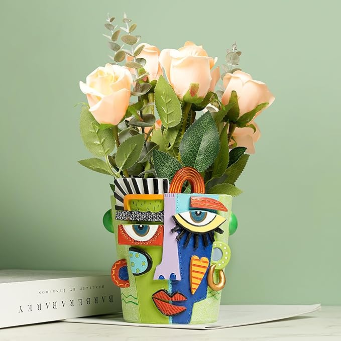 Picasso Face Planter Pots – Abstract Art Flower Vase with Facial Expressions, for Indoor Plant, Unique Planter Head Pot for Home Decor