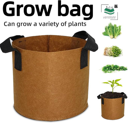 Grow Bags,Growing Pot Bags Garden Grow Bag Indoor Outdoor Fabric Aeration Plant Pot Container Flower Vegetable Pouch (Coffee,17Gallon)