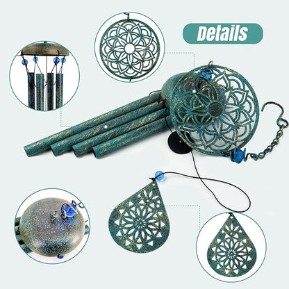 Wind Chimes for Outside Zen Atmosphere Wind Chime Windchime Outdoors for Outdoor Garden Patio Decor with Mandala Design Windchime Gifts for Mother Grandma Sisters(8 Petal)