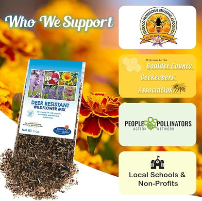 Deer Resistant Wildflower Seeds - 1oz, Open-Pollinated Flower Seed Mix Packet, No Fillers, Annual, Perennial Wildflower Seeds for Planting - 1 oz
