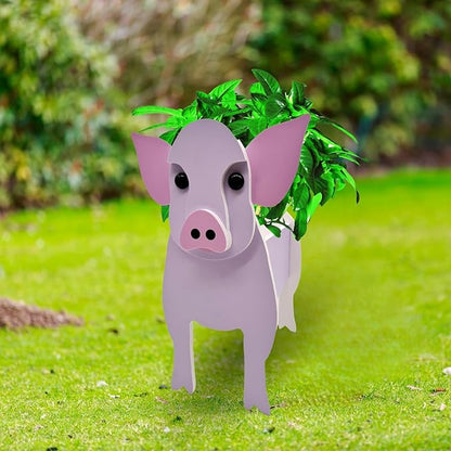 Pink Pig Planter Plant Pots,Animal Flower Pot for Indoor/Outdoor,Small Cute PVC Animal Face Shape Plant Container Best for Home Office Garden Decoration Mom Gift Ideas