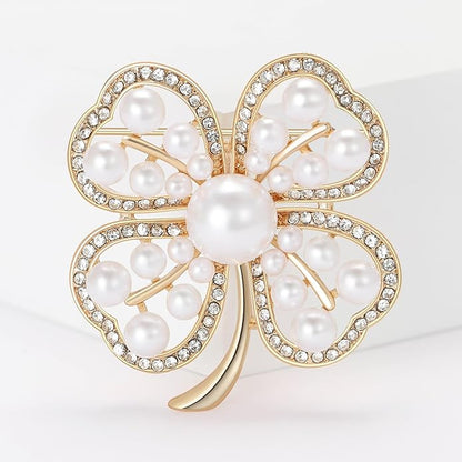 St.Patrick's Day Brooches for Women Dainty Crystal Four Leaf Lapel Pin Shamrock Hat Brooch Pins Irish Enamel Brooches Irish Holiday Costume Accessory Jewelry