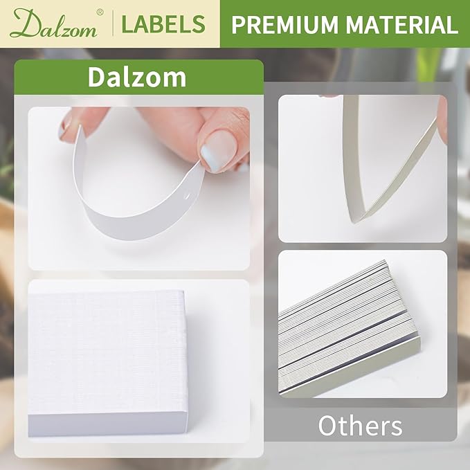 Dalzom® 300Pcs 4" Plant Labels with Marker Pen, Waterproof Plastic Plant Tags for Outdoor Seedlings Vegetable Garden Signs Markers Label Stakes (White)