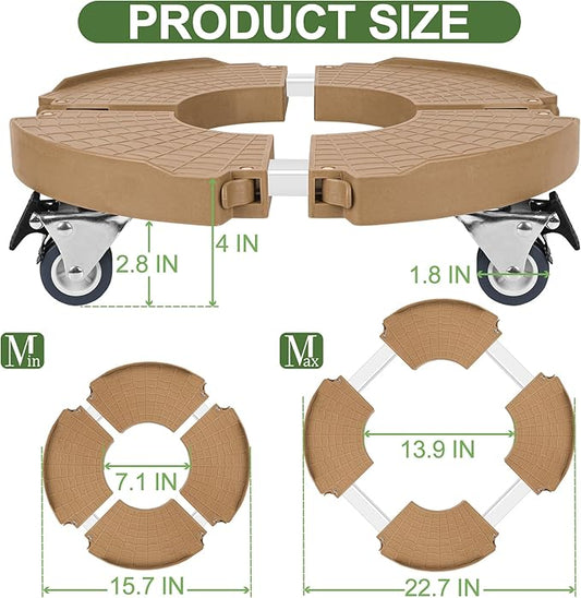 ToLanbbt Plant Caddy Stand with 360° Wheels Adjustable 15-22 Inch Rolling Stand Heavy Duty Large Plant Cart Dolly with Casters 440lbs Capacity for Large Planter, Garden Pot, Flower Pot, Khaki, 1 Pack