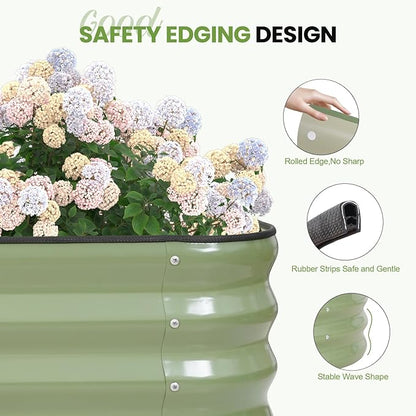 5-in-1 Adjustable Raised Garden Bed Kit | Galvanized Planter Boxes for Vegetables, Flowers | 12" Tall, Multiple Sizes (8x3x1ft, 9x2x1ft, 10x1x1ft, 6x5x1ft, 7x4x1ft) | Outdoor Metal Raised Bed, Green