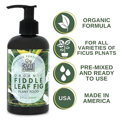 Organic Fiddle Leaf Fig Tree Fertilizer for Ficus Lyrata & Ficus Audrey – Urea-Free, Calcium-Enriched Formula with a Balanced NPK Ratio of 3-1-2 for Strong Roots & Lush Leaves (8 oz) Cute Farms