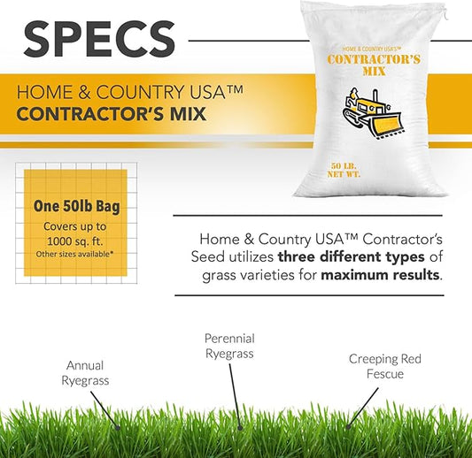 Contractors Choice Grass Seed - Premium Grass Seeds for Lawn - Ideal for Full Sun and Shade - 5 lb Grass Seed