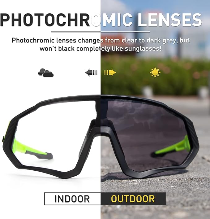KAPVOE Photochromic Cycling Glasses Men Women Mountain Bike Sunglasses Clear MTB Bicycle Riding - K9408