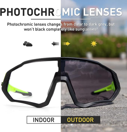 KAPVOE Photochromic Cycling Glasses Men Women Mountain Bike Sunglasses Clear MTB Bicycle Riding - K9408