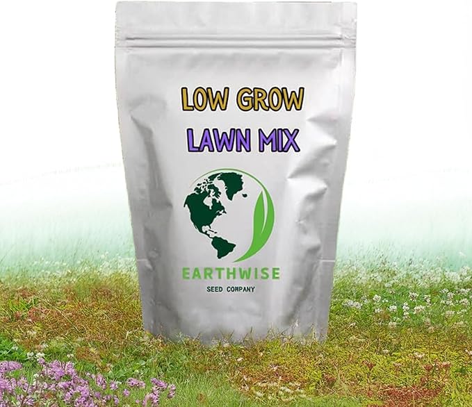 Earthwise Low Grow No Mow Grass Seed – Clover and Fine Fescue Alternative Lawn Mix, Organic, Low Maintenance, Drought Tolerant, Pet Safe – Covers 500 sq ft Overseed, 200 sq ft Bare, 1/2 lb