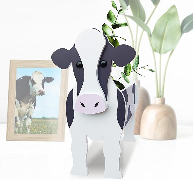 Dairy Cow Planter, Cute Animal Shape Flower Planters, Plant Pots for Indoor/Outdoor Garden Decor, Unique Gifts/Souvenirs for Pet Lovers