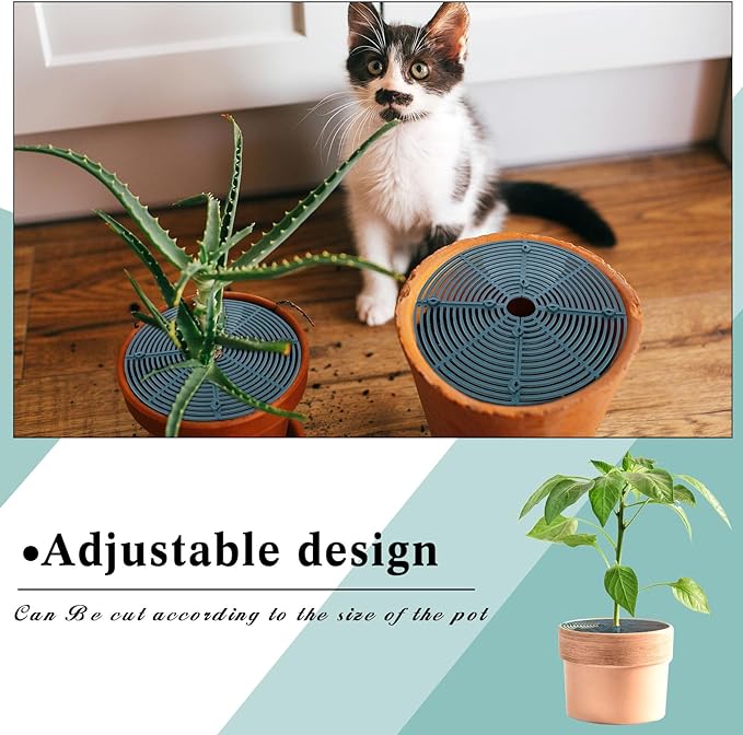 Sawysine 3 Pcs Plant Pot Cover Plant Protector from Animal Flower Pot Grid with Center Cutout Flower Cover Soil Protectors(11.8 in,Blackish Green)