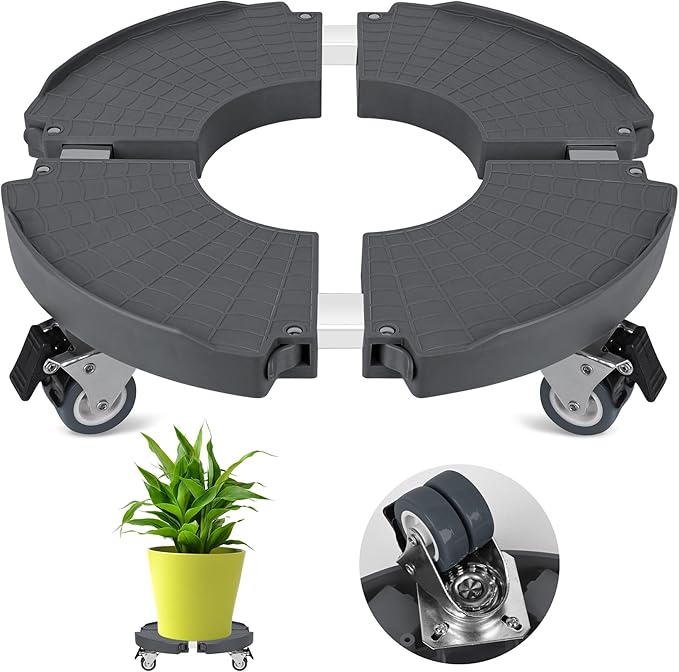 ToLanbbt Plant Caddy Stand with 360° Wheels Adjustable 15-22 Inch Rolling Plant Stand Heavy Duty Large Plant Cart Dolly with Casters 440lbs Capacity for Large Planter, Garden Pot, Flower Pot, Gray, 1P