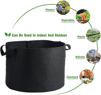 Aeration Planting Pot, 7Gallon/10Gallon Round Planting Grow Bags Aeration Fabric Pots with Handles Garden Potato Vegetable Flower Root Container Bonsai Pot (5Pack-10GAL)