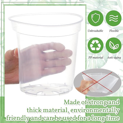Vesici 12 Pcs 6/8/10 Inch Large Size Clear Nursery Pots Variety Pack Plant Pots with Drainage Holes Planters for Indoor Plants Flexible Transparent Plastic Plant Bottle Succulents