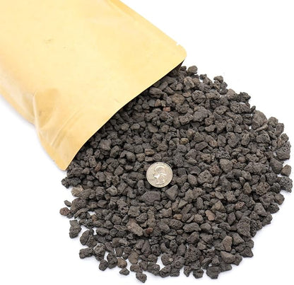 Volcanic Rock for Plants. Black Lava Rock. 1/5 Inch - 2 lbs for Potting Soil, Succulents, Pots, Plants, Indoor, Crafting, Vase Fillers (Mini (0.2 Inch), Horticultural - Black Lava, 2)