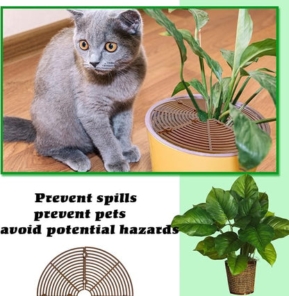 11.8 Inch Plant Pot Grid,6 Pack Plant Pot Soil Covers Protectors with 48 Stakes,Cat Pet Digging Stopper for Indoor Outdoor