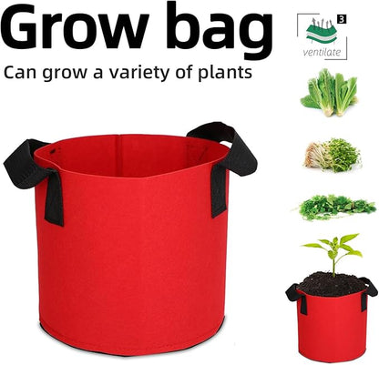 Grow Bags,Growing Pot Bags Garden Grow Bag Indoor Outdoor Fabric Aeration Plant Pot Container Flower Vegetable Pouch (Red,3 Gallon)