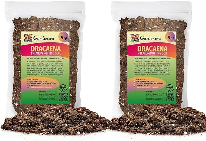 GARDENERA Premium Dracaena Soil Mix - 10 Quart - Expertly Formulated Potting Mix for Thriving Dracaena Trees and Shrubs (2 Bags of 5 QT)