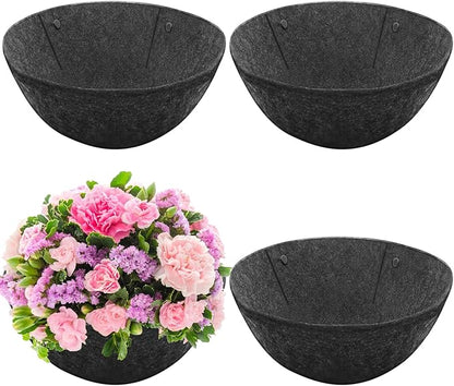 Riare 4 Pack 16 Inch Round Fabric Planter Basket Liner- Felt Hanging Basket Liners Replacement Coco Fiber Liner Alternative for Hanging Basket Flowers (Prevent Birds from Nesting)