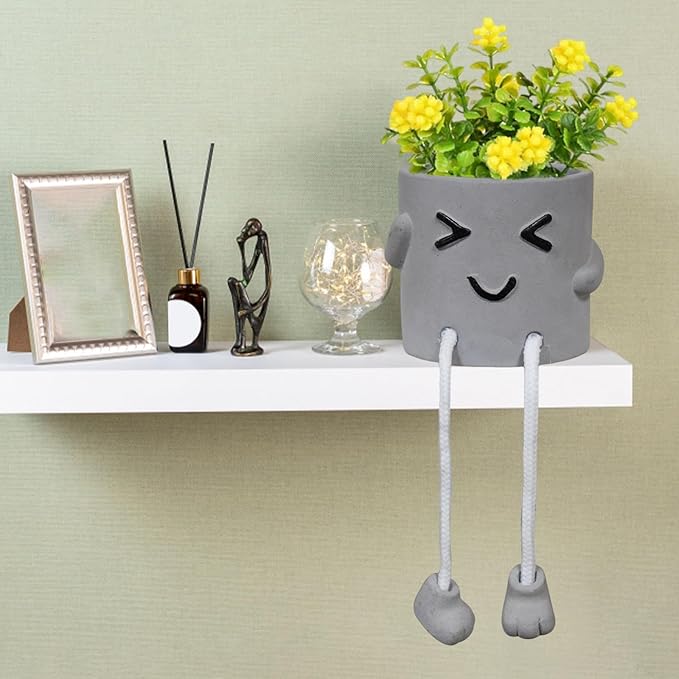 Uguisu 1 Pcs Cute Plant Pot, Small Planter, Succulent Planter, Flower Pot, Office, Room, Shelf, Table Decoration Planter - Squint(Plants not Included)