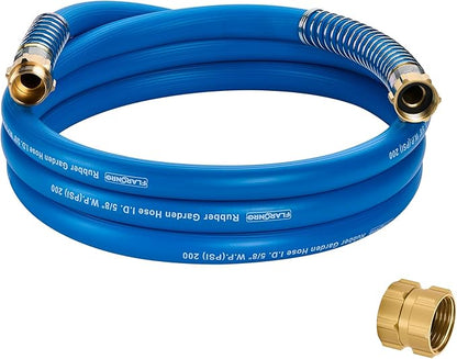5/8 IN. × 10FT. Flexible Rubber Garden Hose, High Flow 5/8" I.D. Brass Fitting No Memory Durable Heavy Duty Water Hose Leader Hose for Watering, Irrigation, Water Transfer Pump