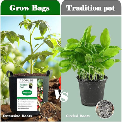 12-Pack 3 Gallon Plant Grow Bags Heavy Duty Thickened Nonwoven Fabric Pots with Handles