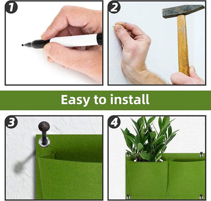 LITLANDSTAR Hanging Planter, 18 Pocket Vertical Wall Mounted Grow Bag, Modern Indoor Green Rectangular Planting Bag