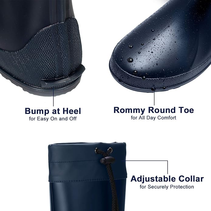 Asgard Women's Mid Calf Rain Boots Collar Gardening Boots Ultra Lightweight Portable Garden Shoes