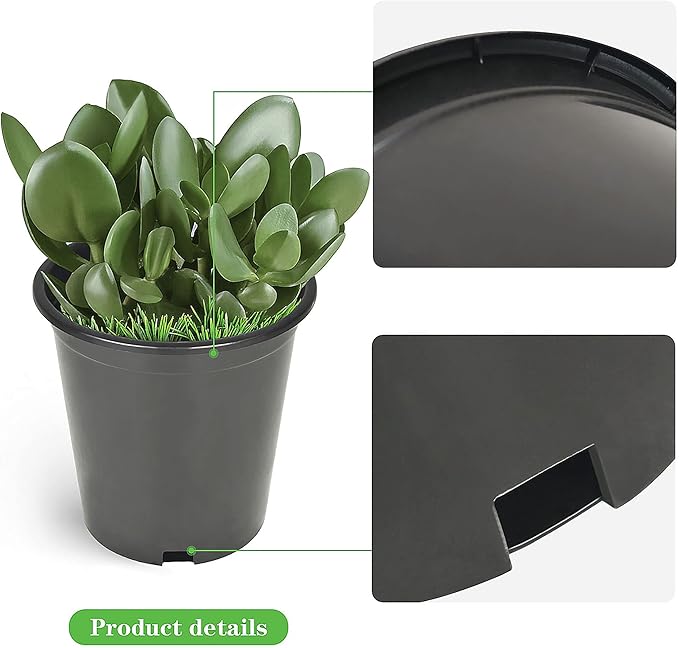 Planter Nursery Pots 0.74 Gallon Pots for Plants, Injection Molded Plastic Nursery Pots, Plant Container 0.74 Gal 10-Pack
