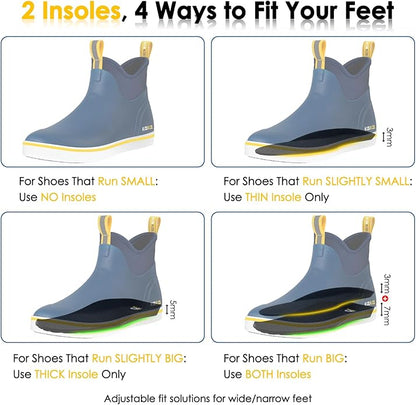 Kalkal Men's Deck Boots, Waterproof Fishing Rain Boots with High Traction, Men's Rubber Boots For Gardening Fishing Boating Camping Sailing