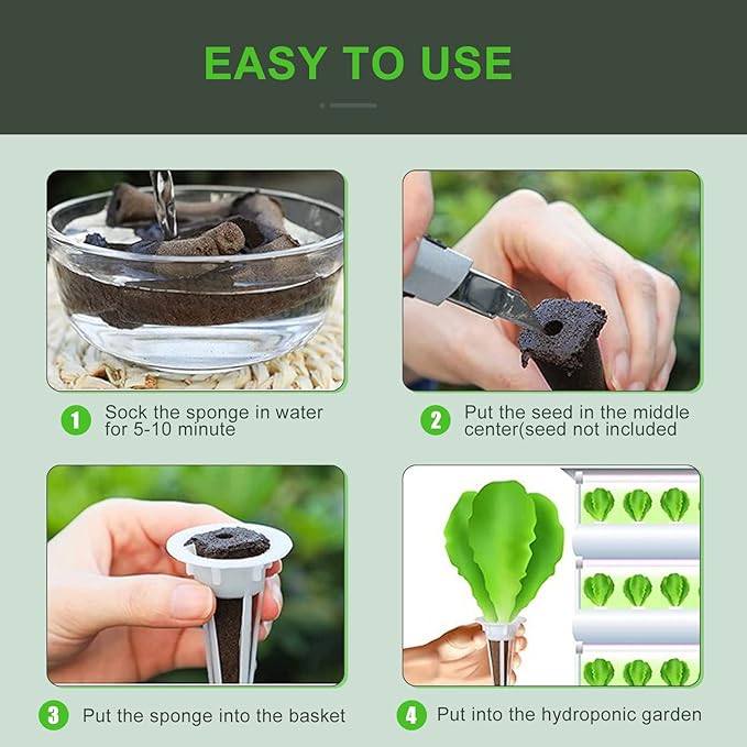 YBB 50PCS Hydroponic Grow Sponges, Seed Starter Pods Replacement Sponges Compatible with Aerogarden, Rapid Rooter Starter Plugs for Hydroponic Indoor Garden System