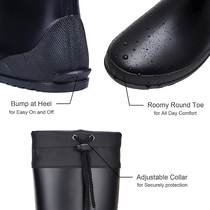 Asgard Women's Mid Calf Rain Boots Collar Gardening Boots Ultra Lightweight Portable Garden Shoes