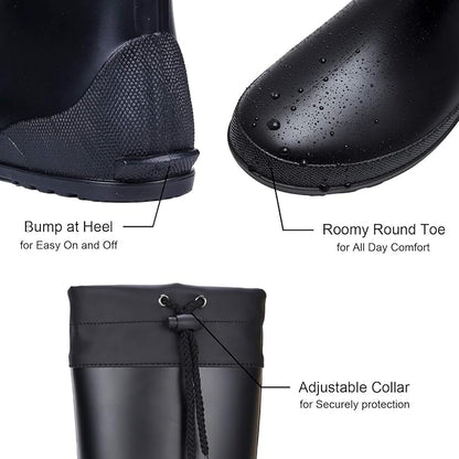 Asgard Women's Mid Calf Rain Boots Collar Gardening Boots Ultra Lightweight Portable Garden Shoes